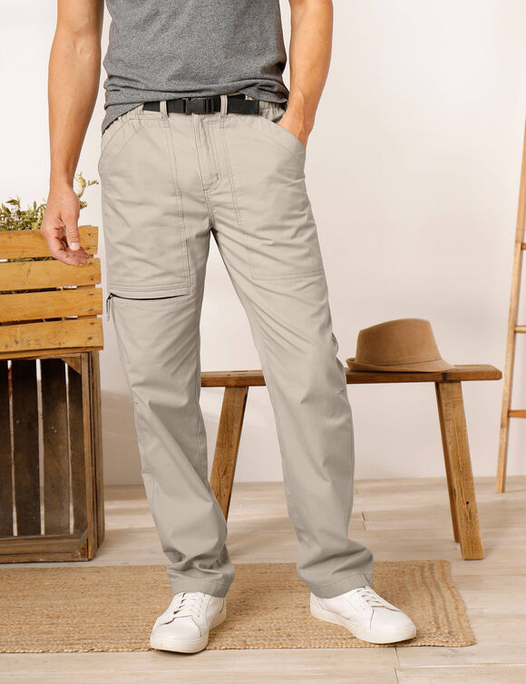 Pantalon 3/4 &eacute;lastiqu&eacute; + ceinture assortie (sable)