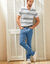 Jeans met 5-zakkenmodel, rekbaar katoen - binnenpijplengte 72 cm (bleached)