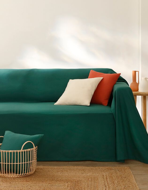 Effen sprei in zeildoekstof (groen)