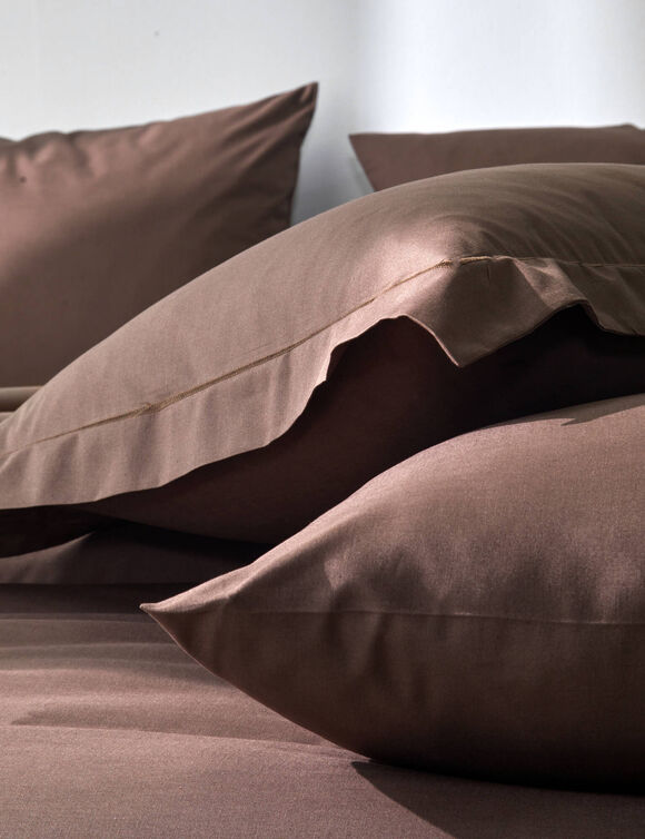 Linge de lit uni coton  (chocolat)