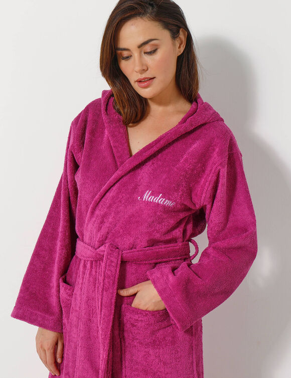 Peignoir mixte adulte col capuche personnalis&eacute; - &eacute;ponge bouclette 380 g/m&sup2; (bruy&egrave;re)