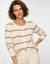 Cardigan rayures dor&eacute;es, maille poilue (blanc cass&eacute; / dor&eacute;)
