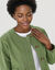 Veste unie boutonn&eacute;e, col rond (vert mousse)
