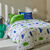 Linge de lit Vitaly coton à motifs visages (blanc / bleu)