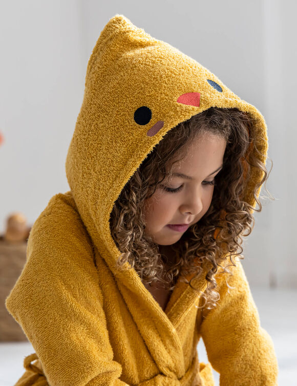 'Kuiken' kinderbadjas, katoenen badstof - 340 g/m² (geel)