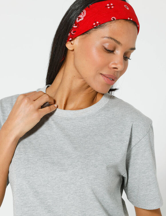 T-shirt boîte manches coudes (gris chiné)
