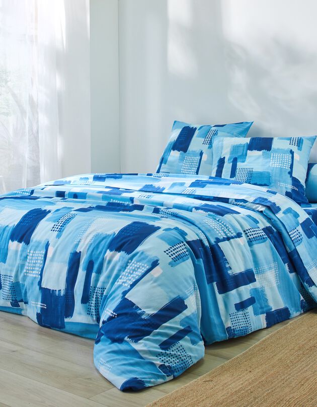 Linge de lit Mani - coton polyester, bleu, hi-res
