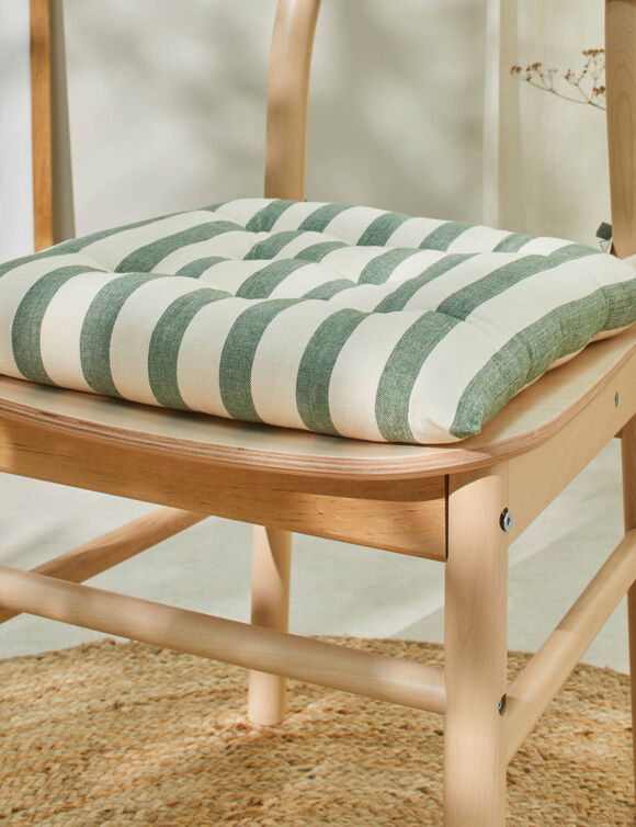 Galette de chaise carrée rayée - lot de 2 (eucalyptus)