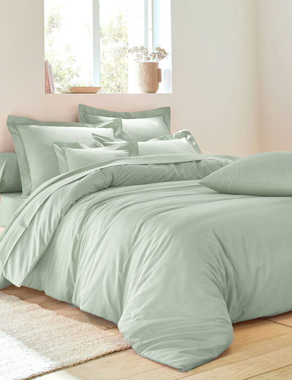 Linge de lit uni polyester-coton Colombine (vert amande)