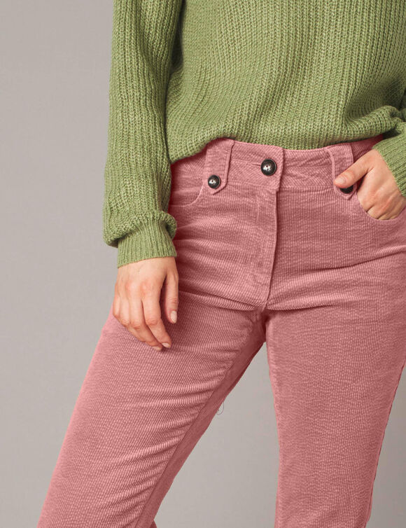 Pantalon droit, velours c&ocirc;tel&eacute; (rose gris&eacute;)