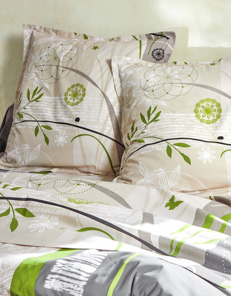 Linge de lit Florentine en coton imprimé végétal, vert Linge de lit Florentine en coton imprimé végétal, vert, hi-res image number 1