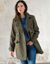 Manteau caban boutonn&eacute; uni (kaki)
