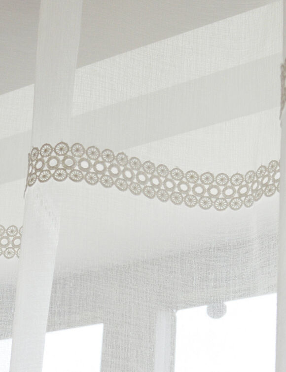 Vitrage droit galon macramé - la paire (blanc)