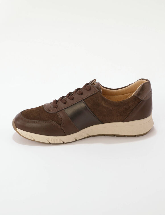 Lederen sneakers met extra brede pasvorm (chocolade)