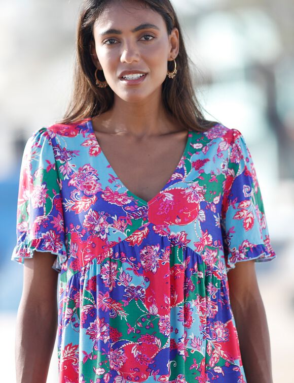 Robe housse imprimée (bleu / rose)