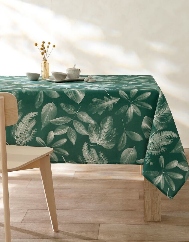 Nappe fabriquée en France, motif Herbier - coton biologique(1) (vert)