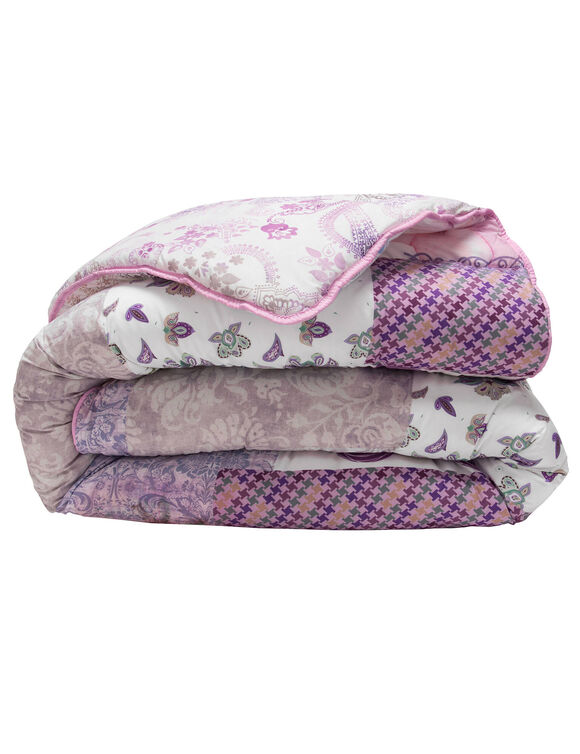Couette coton imprim&eacute;e Champ&ecirc;tre 400 g/m&sup2; (parme / gris)