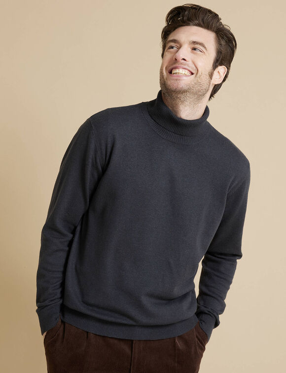 Pull col roulé en laine mélangée (anthracite)