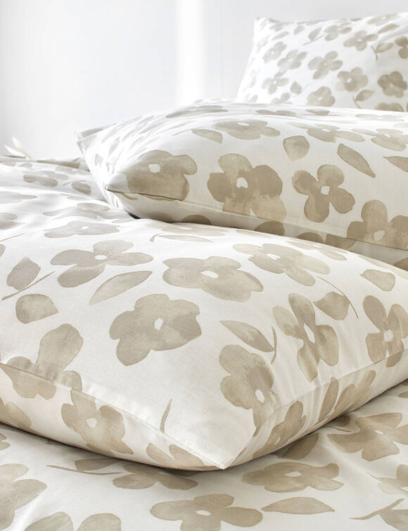 Linge de lit Petunia en coton imprim&eacute; (sable)