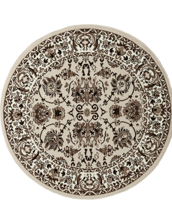 Rond tapijt met Perzische motieven (beige)