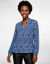 Blouse pliss&eacute;e imprim&eacute; fleuri, voile (marine / bleu)