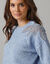 Pull col rond en laine m&eacute;lang&eacute;, empi&egrave;cement perles fantaisies (bleu)