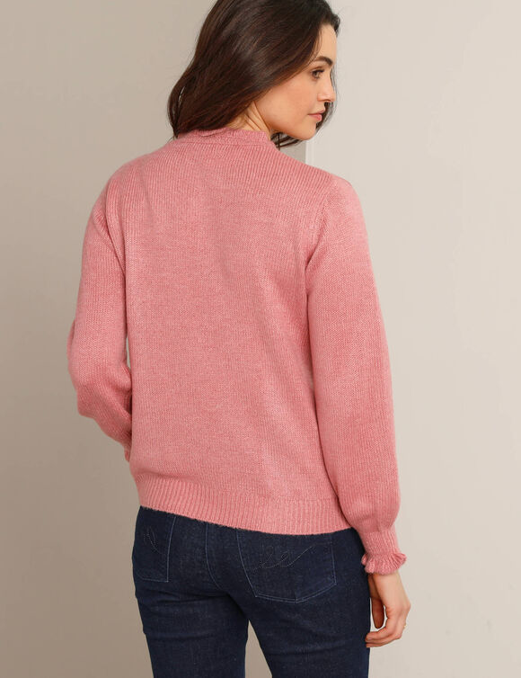 Pull col montant, finition frisotti (rose chiné)