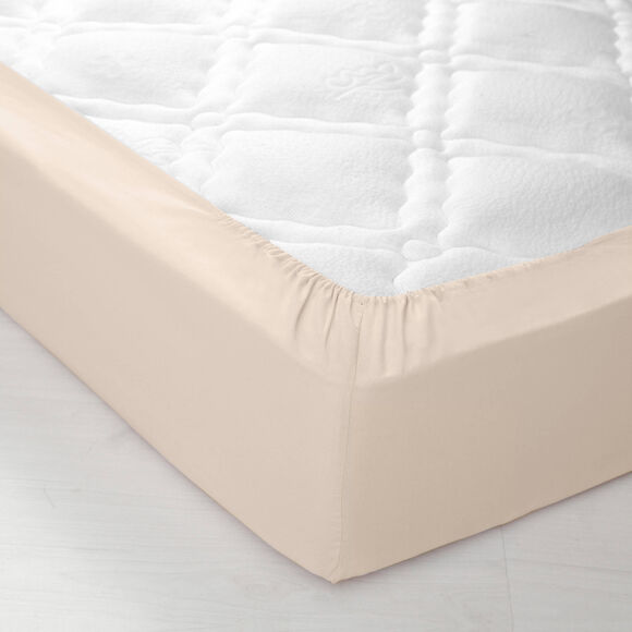 Drap-housse uni coton grands bonnets 40 cm (sable)
