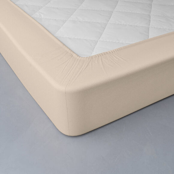 Drap-housse uni jersey bonnet 40 cm (sable)