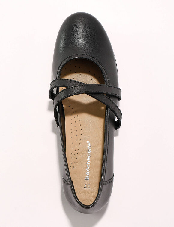 Leren ballerina's met riempjes (zwart)