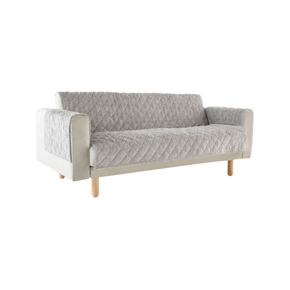Prot&egrave;ge-salon chenille matelass&eacute;e antiglisse (gris)