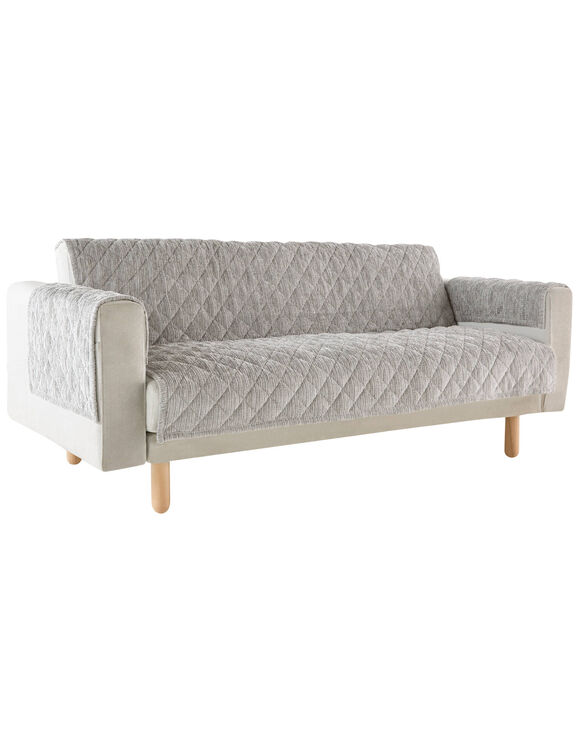Prot&egrave;ge-salon chenille matelass&eacute;e antiglisse (gris)
