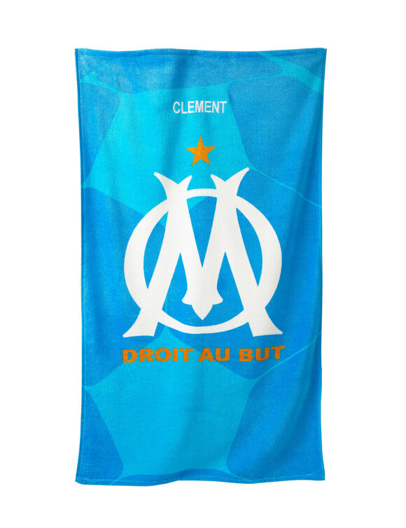 Drap de bain enfant OM® personnalisable, éponge et velours coton - 320g/m2  (bleu)