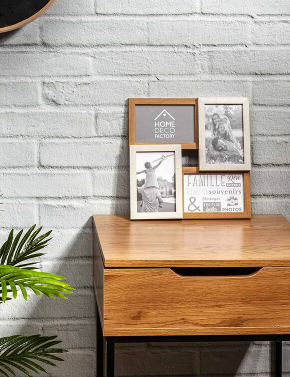 Collagekader voor 4 foto's in hout en wit (BRUIN/WIT)