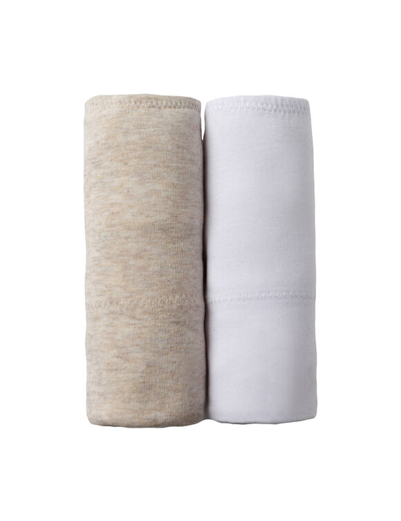 Culotte coton stretch taille tr&egrave;s haute couvrante - lot de 2 (blanc + beige chin&eacute;)