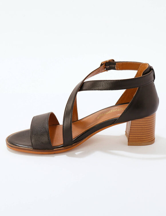 Sandales en cuir &agrave; talon (noir)
