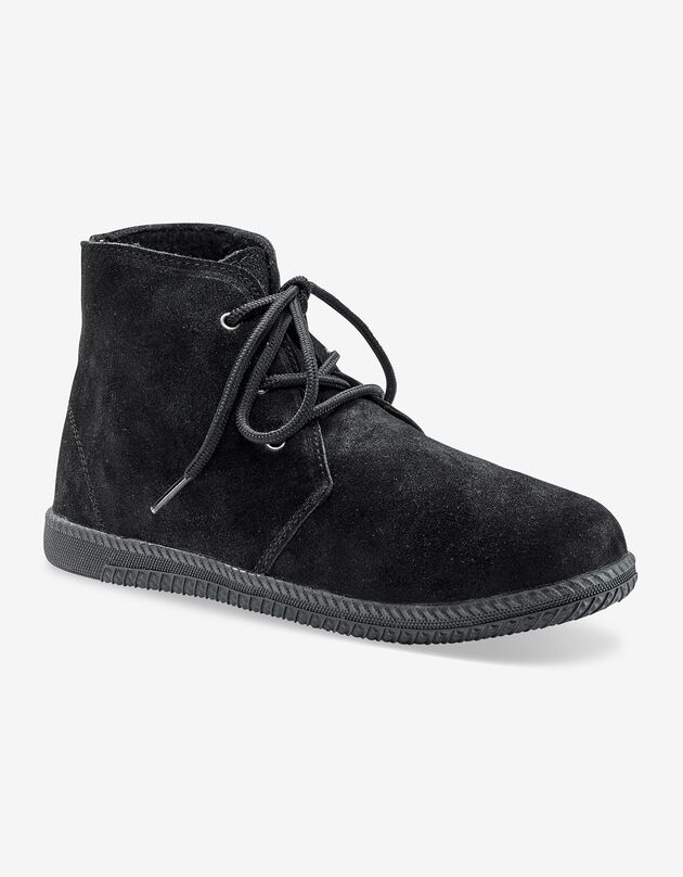 Splitleren bottines met veters (zwart)