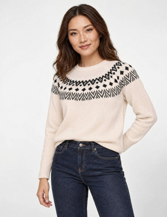 Pull jacquard  (&eacute;cru / noir)