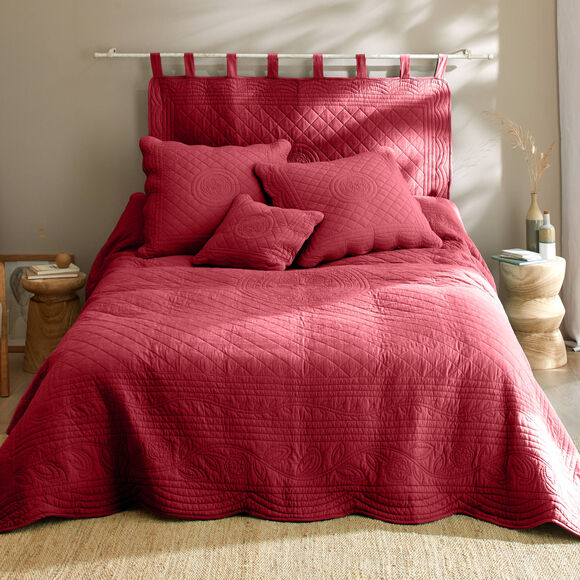 Couvre-lit uni style boutis Cassandre  (cerise)