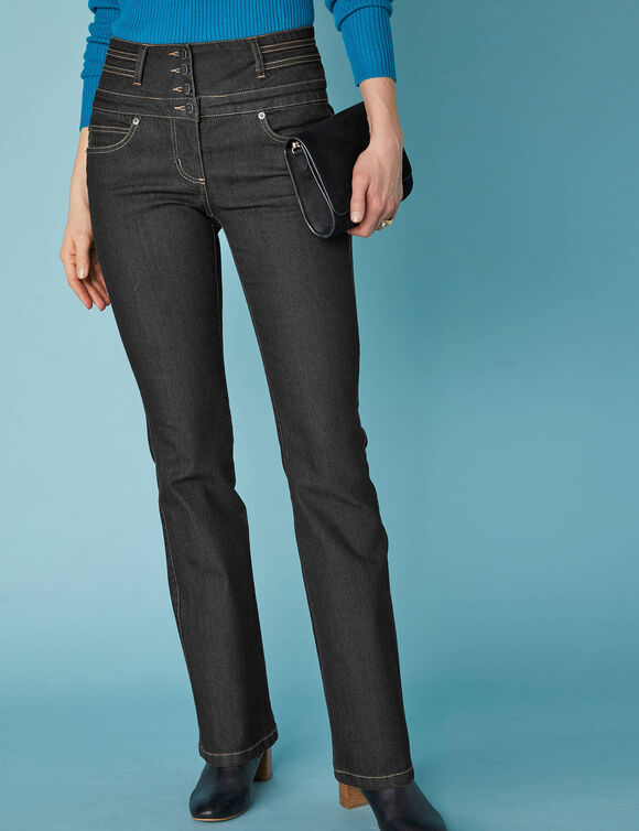 Jean bootcut taille haute - grande stature (black)