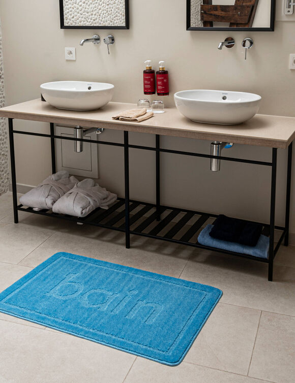 Tapis de bain motif "bain" (bleu)