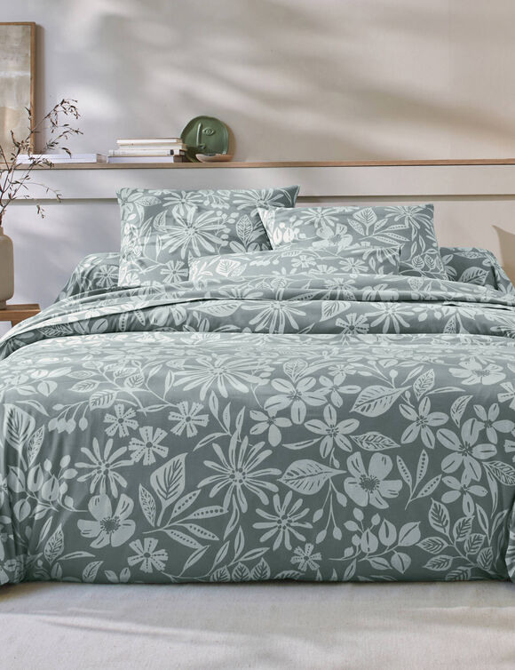 Bedlinnen C&eacute;line, in katoen met bloemenprint (eucalyptus)