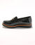 Mocassins met beugels en plateauzool &ndash; lak met croco-print (zwart)
