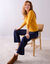 Ruime, rechte broek, milanotricot (marine)