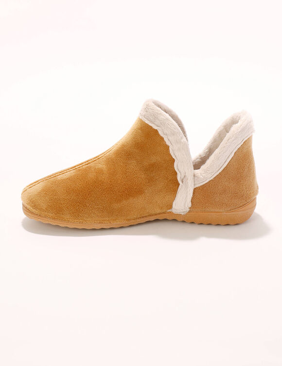 Laarsjes in suède - gevoerde binnenkant met pluchetouch (beige)