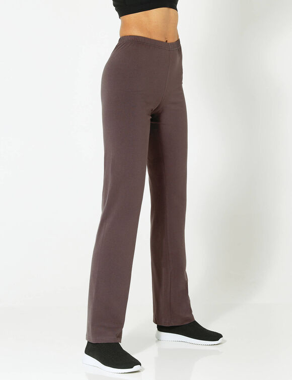 Pantalon droit maille taille &eacute;lastiqu&eacute;e (chocolat)
