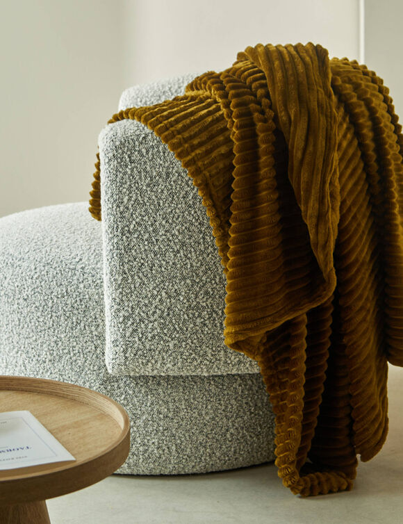 Plaid effet c&ocirc;tel&eacute; toucher peluche (ocre)