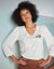 T-shirt met V-hals, hartjesprint (ecru)