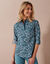 Bloes met bloemenprint (eendenblauw / celadon)