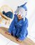 Personaliseerbare badjas met capuchon voor kinderen in haaienmotief - 340 g/m&sup2; (felblauw)